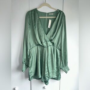 NWT Francesca’s long-sleeve sage green romper